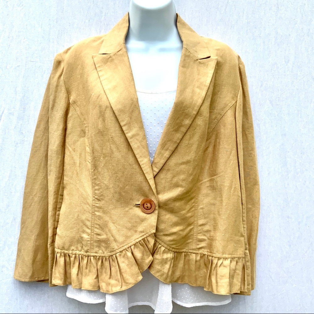Bandolino Linen Blend Ruffled Jacket Size 14